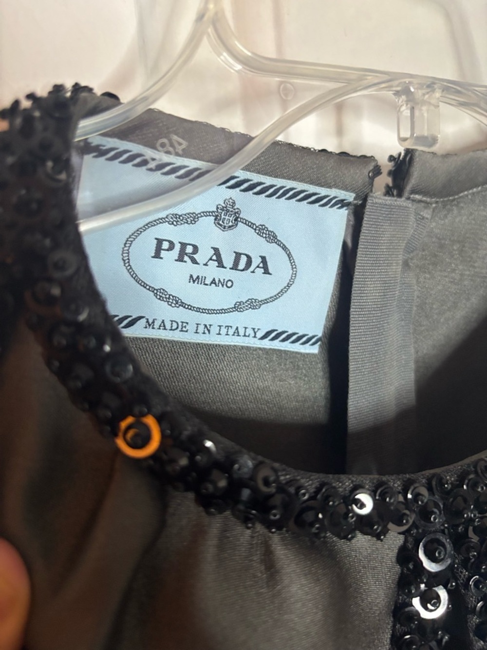 EUC Prada Women’s Charcoal Gray W Black Beads and Sequin Trim Dress size 40/ US4 - Picture 5 of 14
